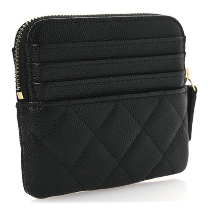 Chanel Caviar Quilted Zip Card Holder Wallet Black 3 of 9