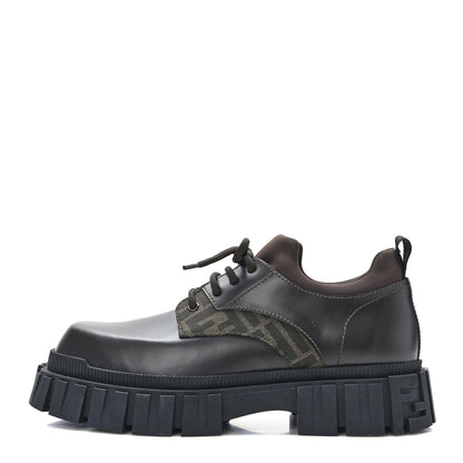 Fendi Vitello Fabric Jacquard FF 1974 Mens Fendi Force Ankle Combat Boots 9 Black Grigio 1 of 8