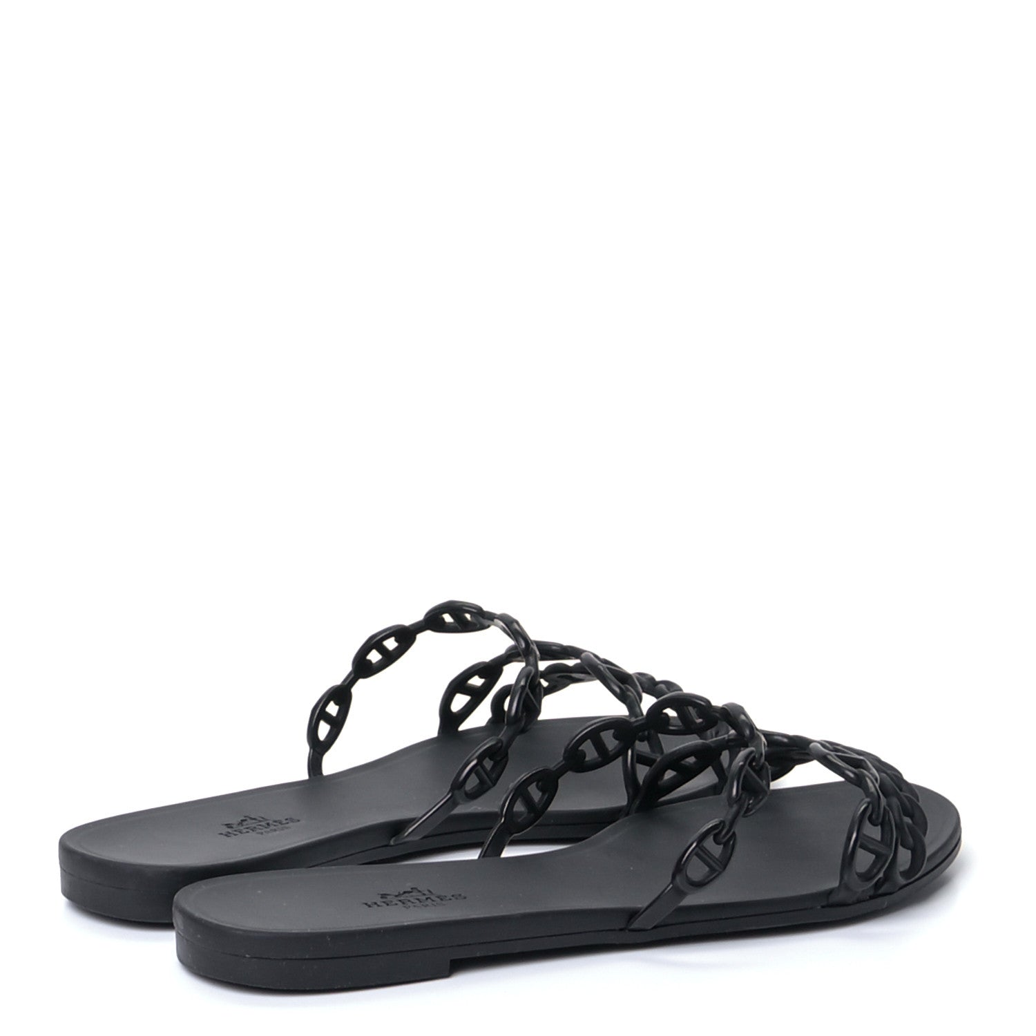 Hermes Rubber Chaine d'Ancre Rivage Sandals 39 Black 3 of 9