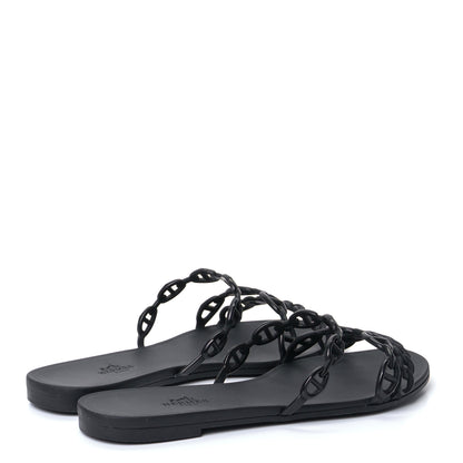 Hermes Rubber Chaine d'Ancre Rivage Sandals 39 Black 3 of 9