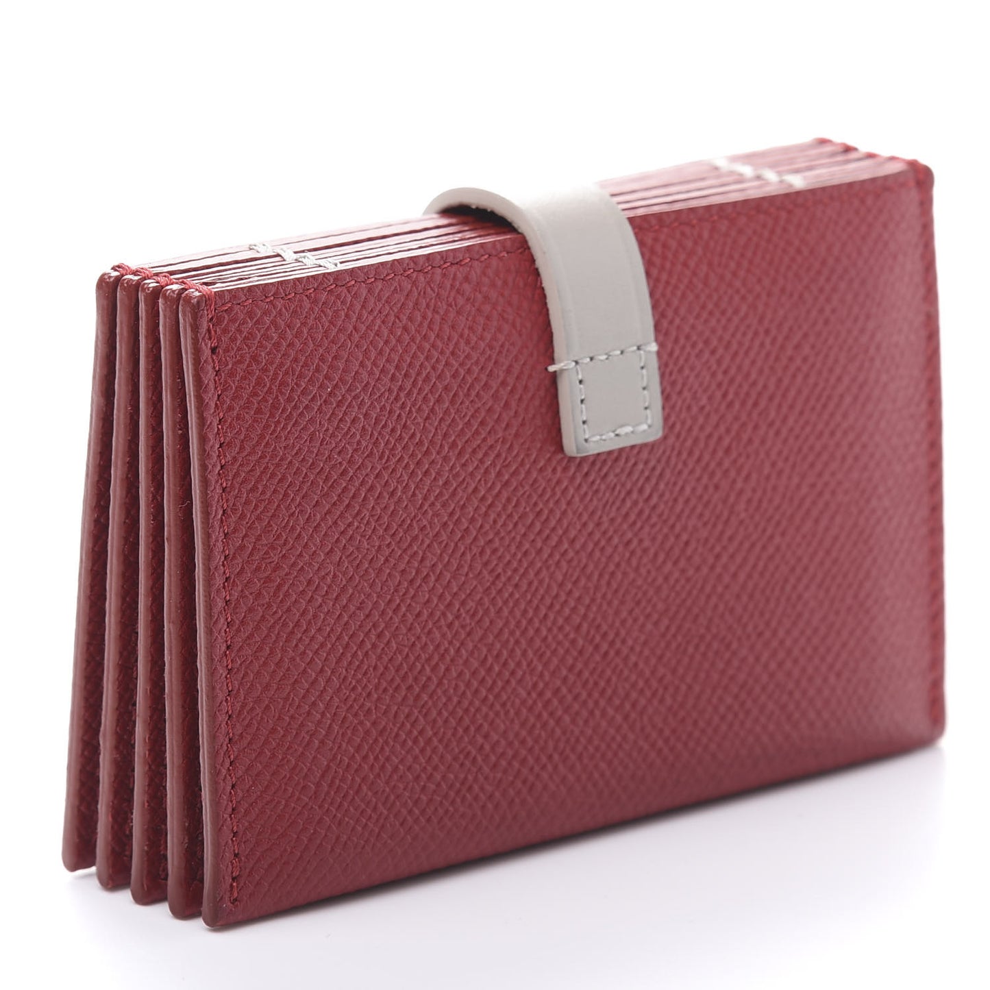 Grained Shiny Calfskin Accordion Card Holder Scarlet