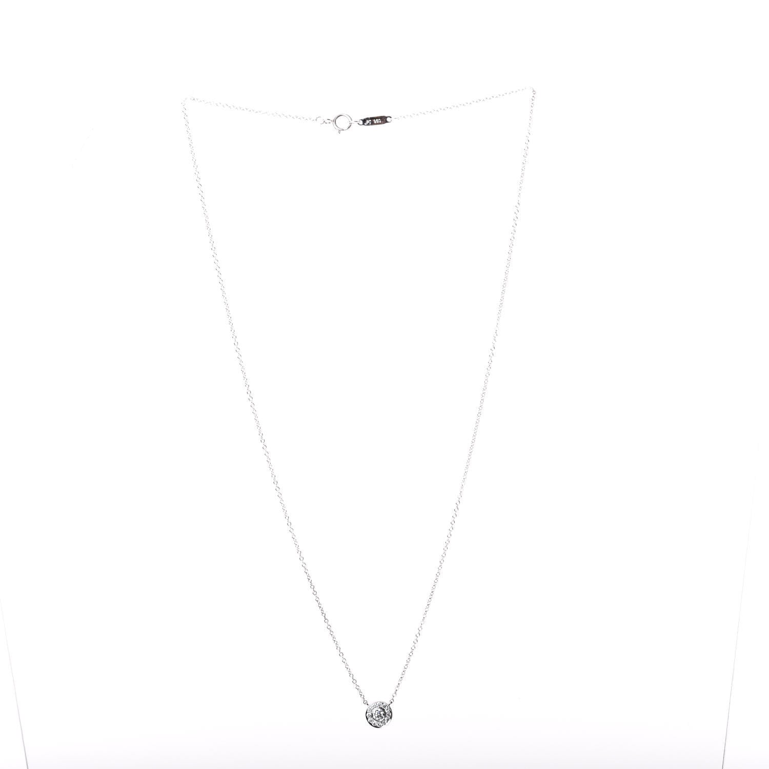 Tiffany Platinum Diamond .12ct Circlet Pendant Necklace 2 of 3