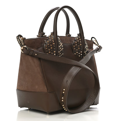 Christian Louboutin Suede Grained Calfskin Studded Large Eloise Satchel Brown 3 of 11