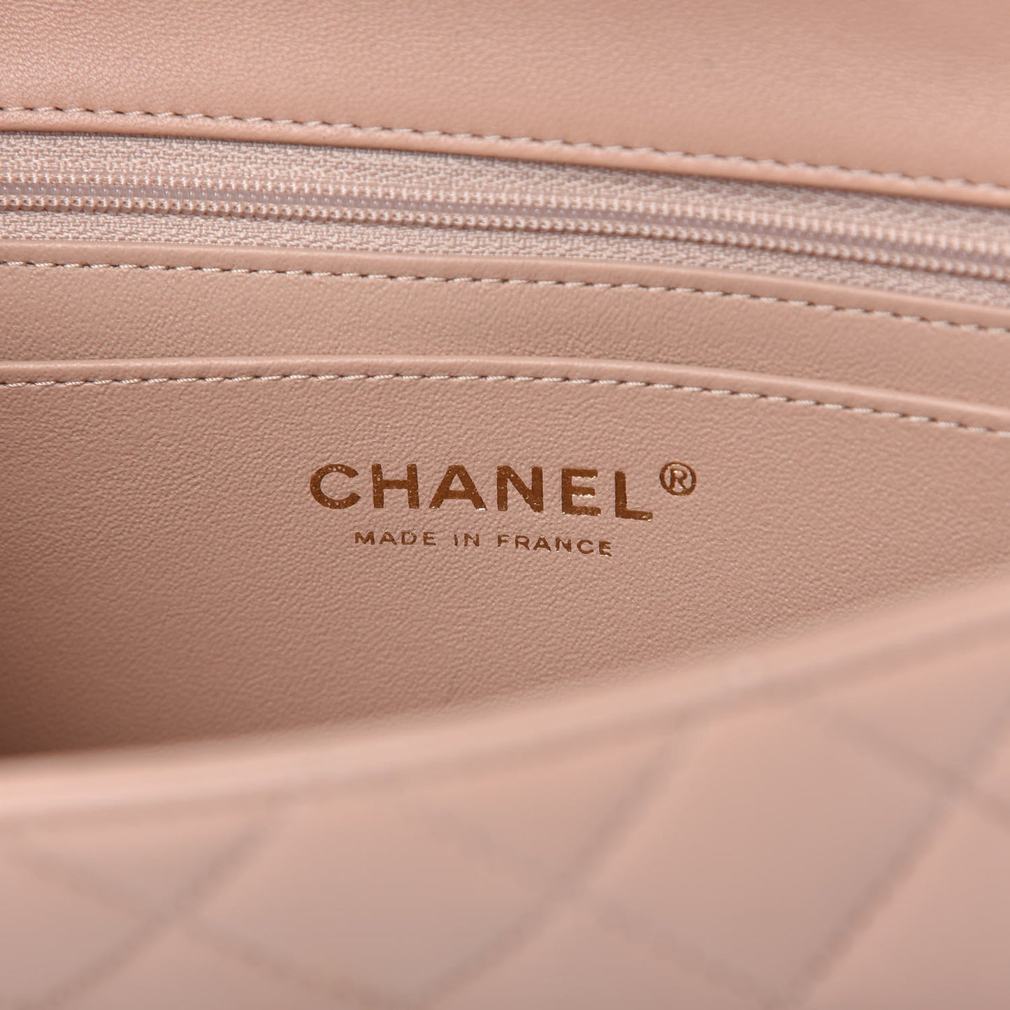 Lambskin Quilted Mini Top Handle Rectangular Flap Beige