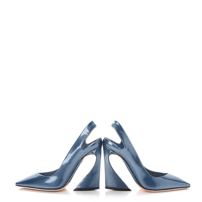 Christian Dior Patent Slingback Pumps 34 Blue 5 of 17