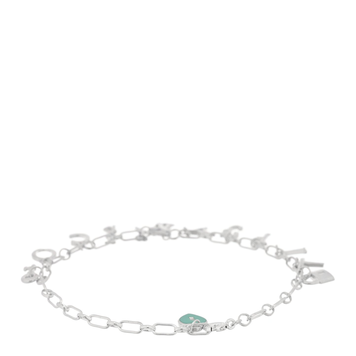 Sterling Silver Enamel Love Notes Logo Charm Bracelet Blue