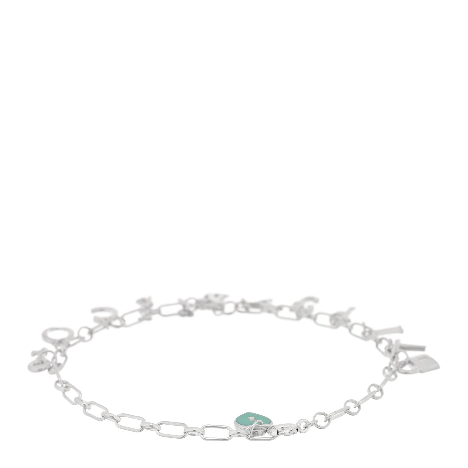 Tiffany Sterling Silver Enamel Love Notes Logo Charm Bracelet Blue 2 of 3