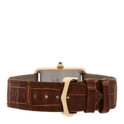 Cartier Stainless Steel 18K Yellow Gold Alligator 24mm Tank Solo Quartz Watch Brown 3 of 6