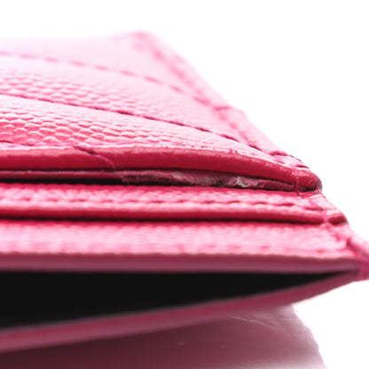 Saint Laurent Grain De Poudre Matelasse Chevron Monogram Credit Card Case Fresh Fuxia 8 of 8