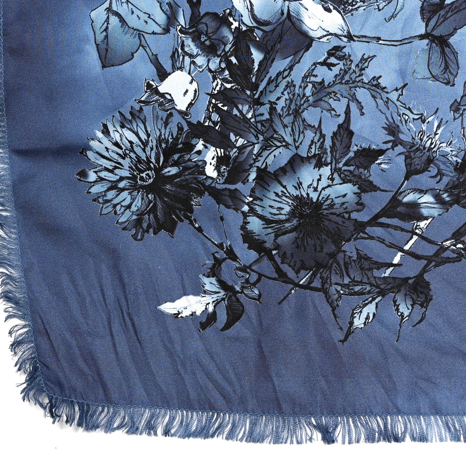 Christian Dior Silk Floral Square Scarf Blue Multicolor 5 of 9