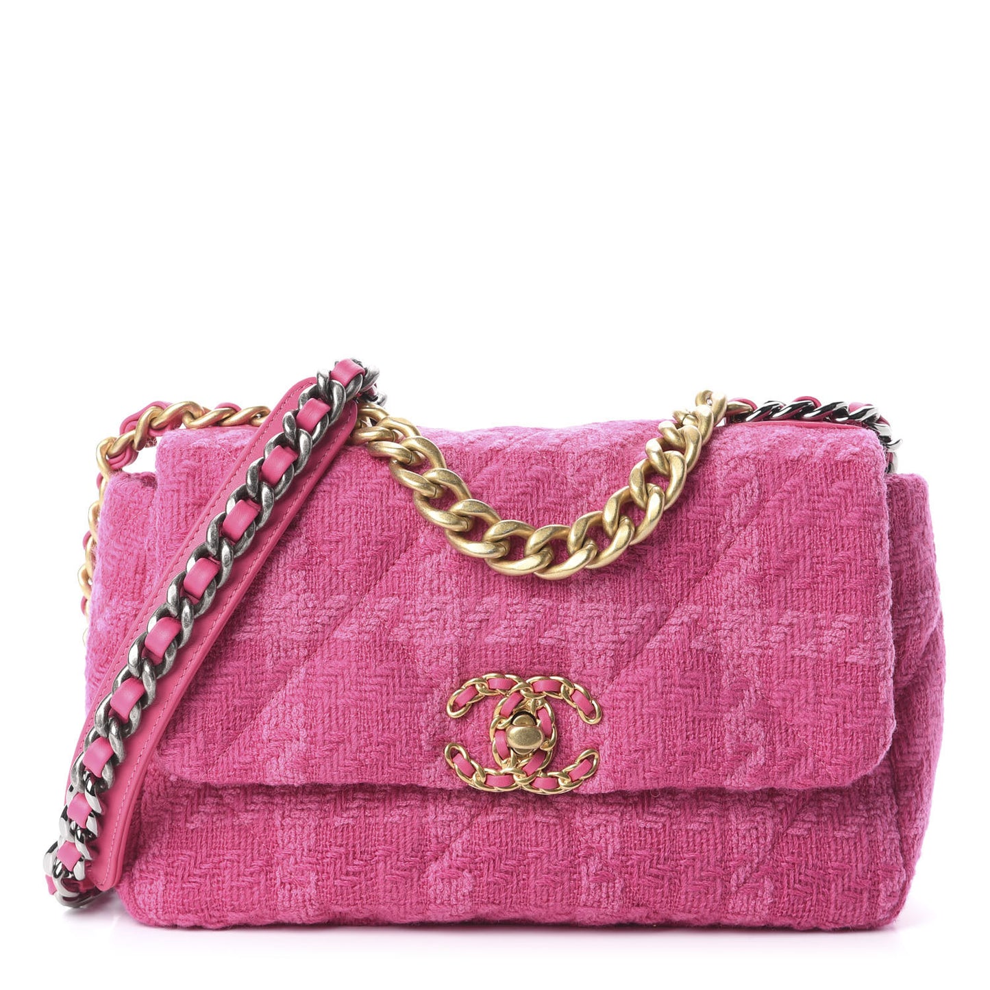 Tweed Quilted Medium 19 Flap Pink