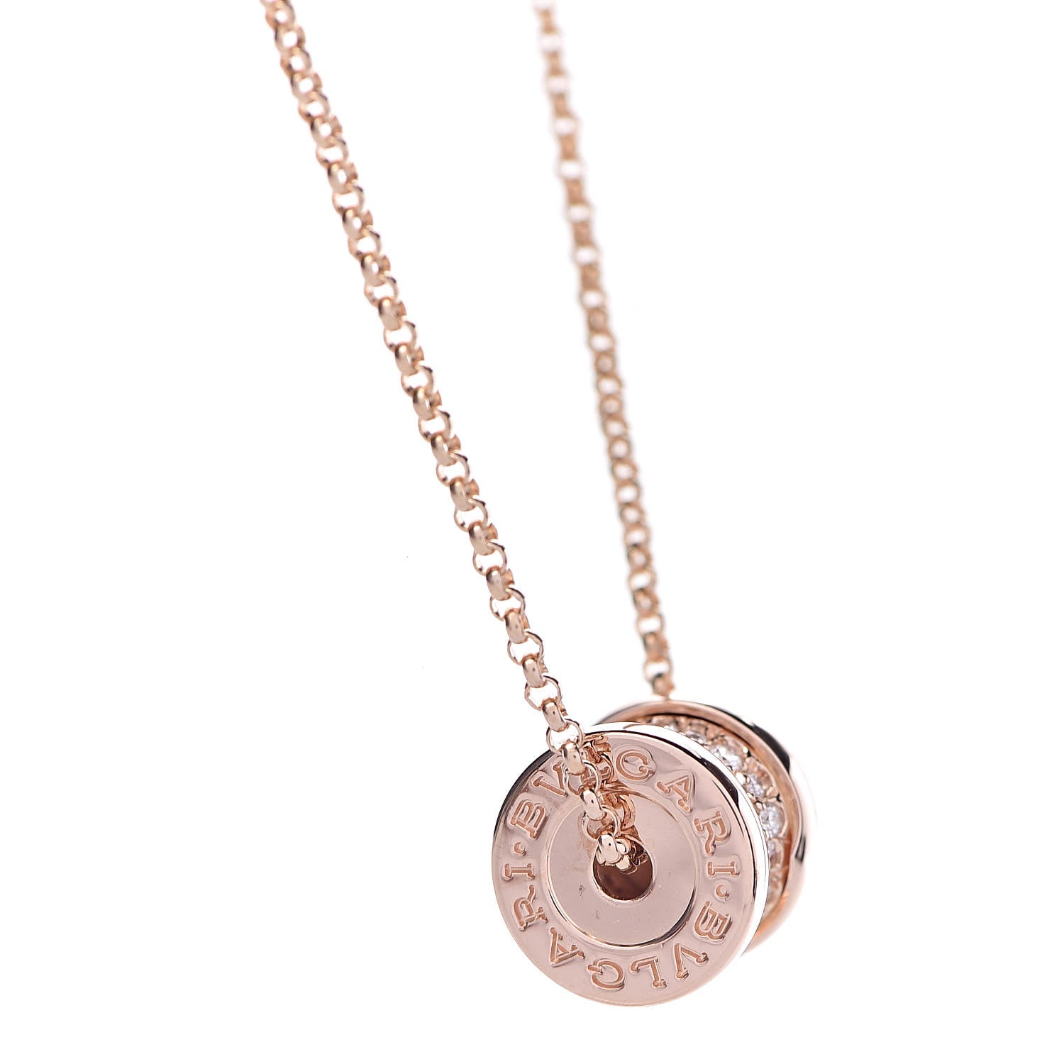 Bulgari 18K Rose Gold Diamond Small B.Zero1 Pave Pendant Necklace 5 of 8