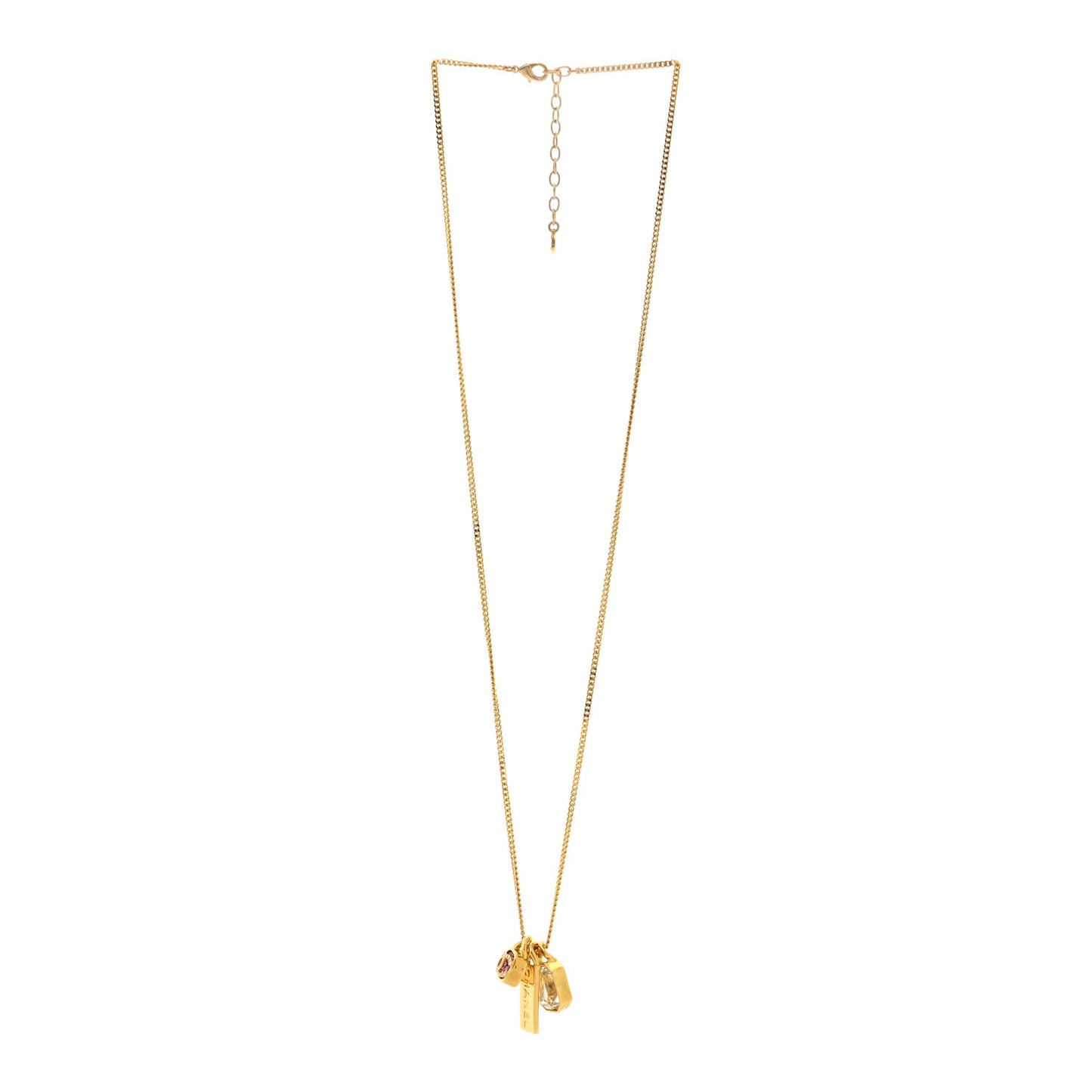 Metal Crystal Charm Necklace Purple Gold