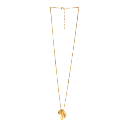 Chanel Metal Crystal Charm Necklace Purple Gold 3 of 4