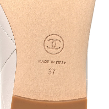 Chanel Lambskin Quilted CC Cambon Ballet Flats 37 White Black 9 of 10