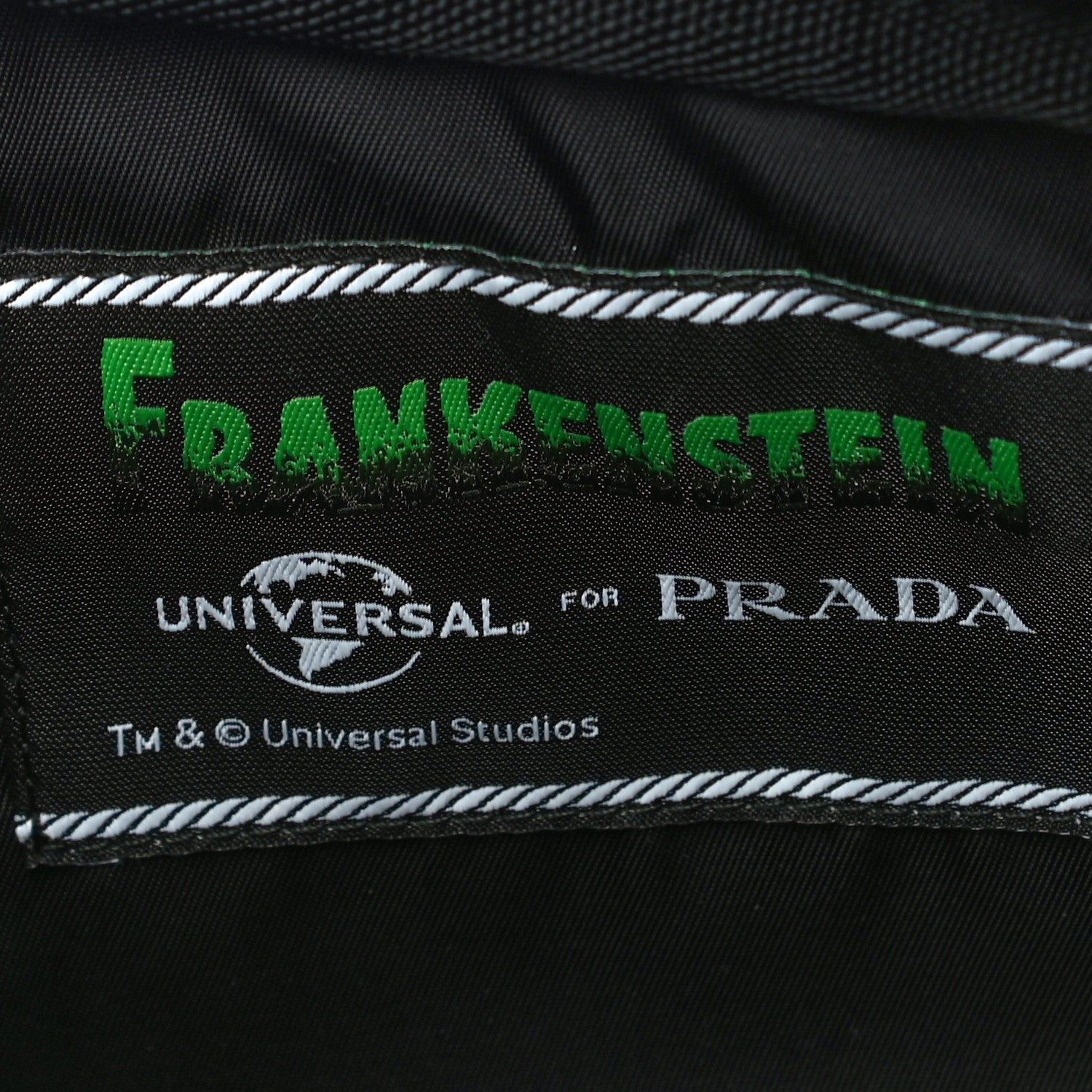 Prada X UNIVERSAL STUDIOS Tessuto Nylon Frankenstein Print Pouch Black Menta 7 of 11
