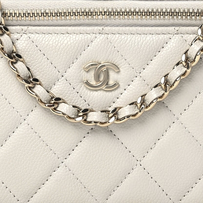 Chanel Caviar Quilted Small Tiny CC Vanity Case With Chain Light Grey 9 of 12