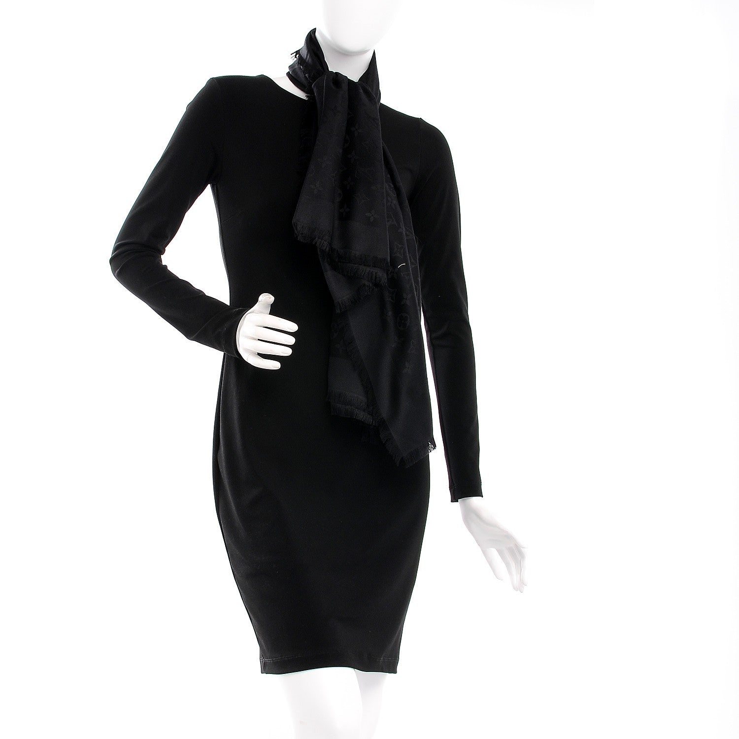 Louis Vuitton Silk Wool Monogram Shawl Black 3 of 6
