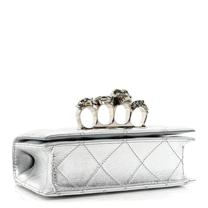 Alexander McQueen Metallic Lambskin Quilted Knuckle Shoulder Bag Silver 4 of 10
