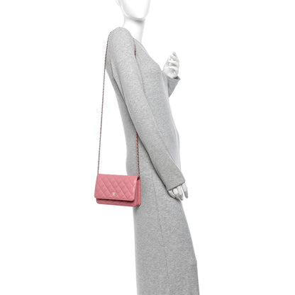 Chanel Caviar Quilted Wallet on Chain WOC Pink 2 of 12