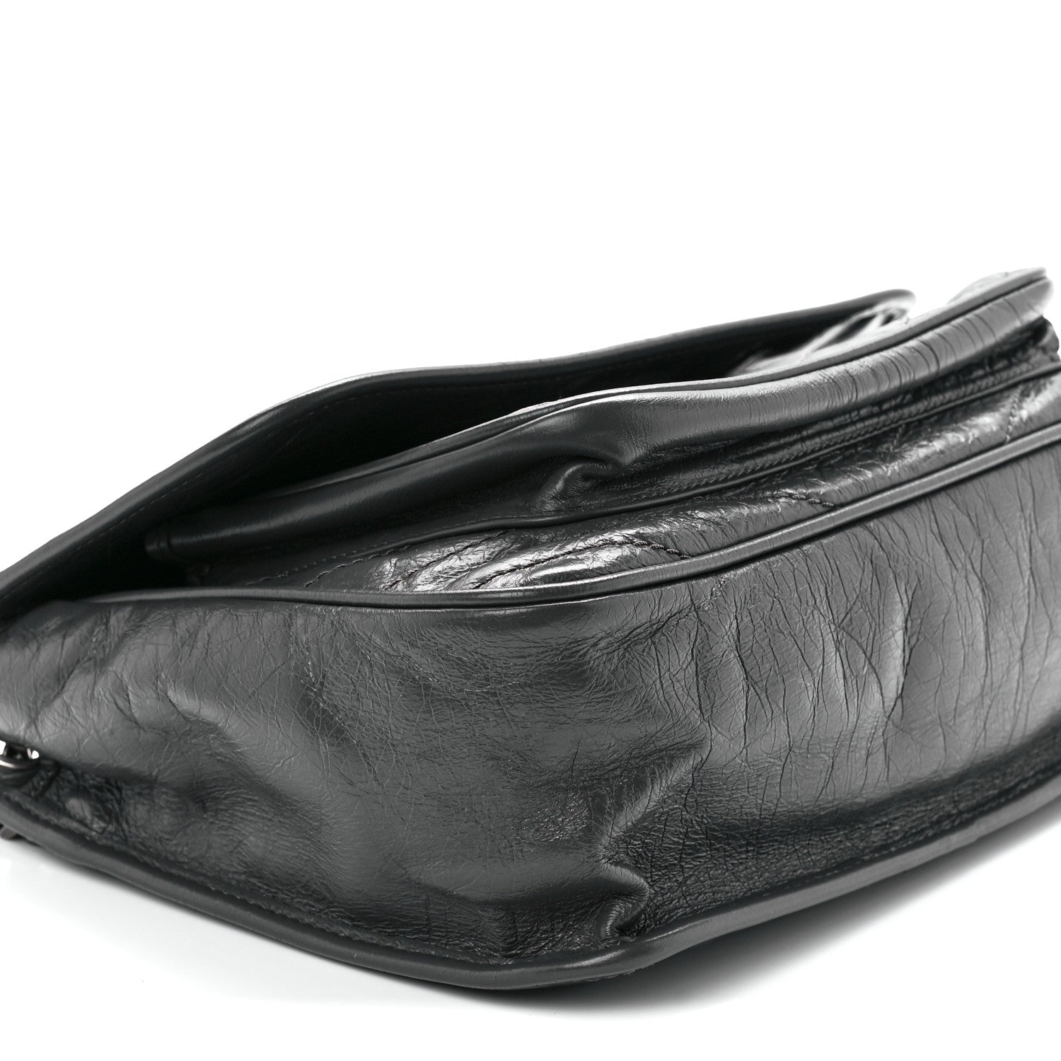 Saint Laurent Crinkled Calfskin Matelasse Monogram Baby Niki Chain Satchel Storm 10 of 11