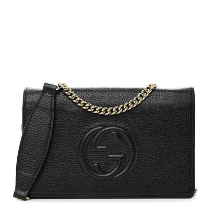 Gucci Pebbled Calfskin Soho Wallet On Chain Black 1 of 11