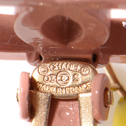 Chanel Resin CC Dangle Earrings Pink Yellow 4 of 4