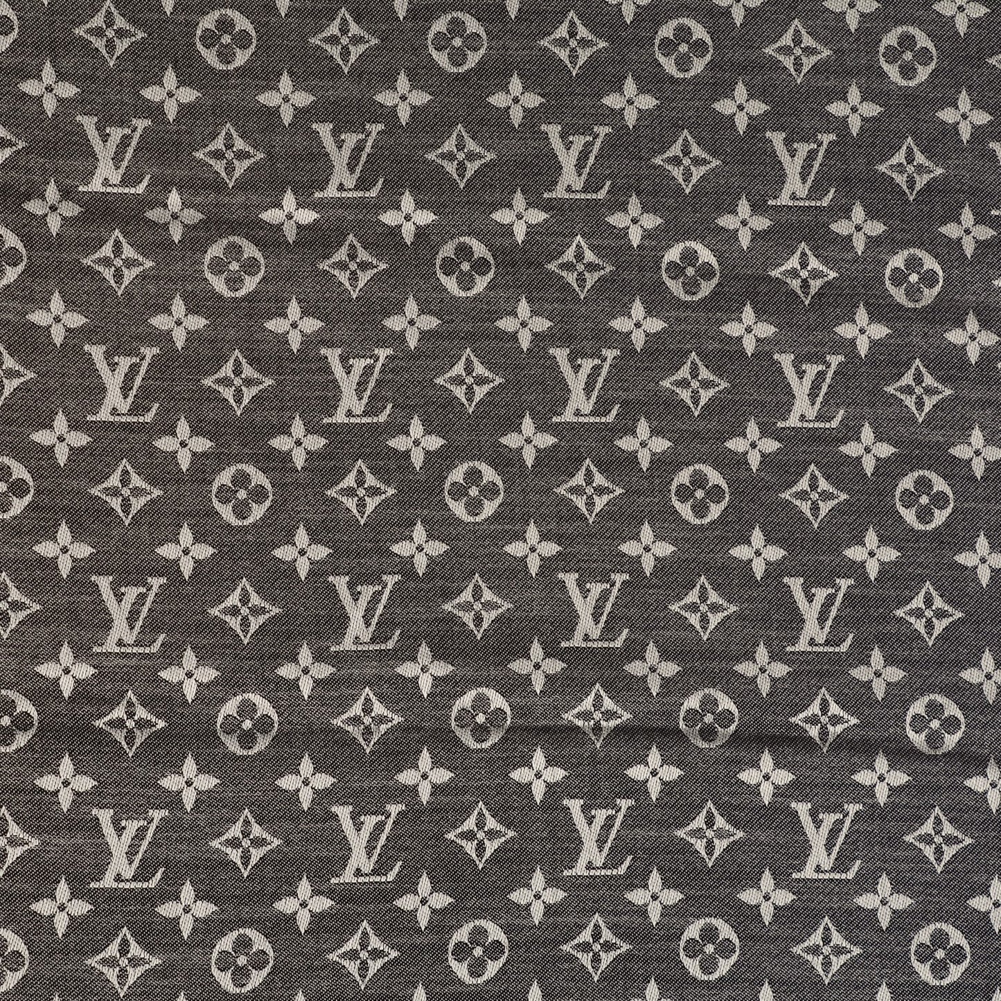 Wool Silk Monogram Denim Shawl Black