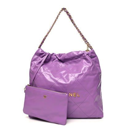 Chanel Shiny Calfskin Quilted Chanel 22 Purple 1 of 12
