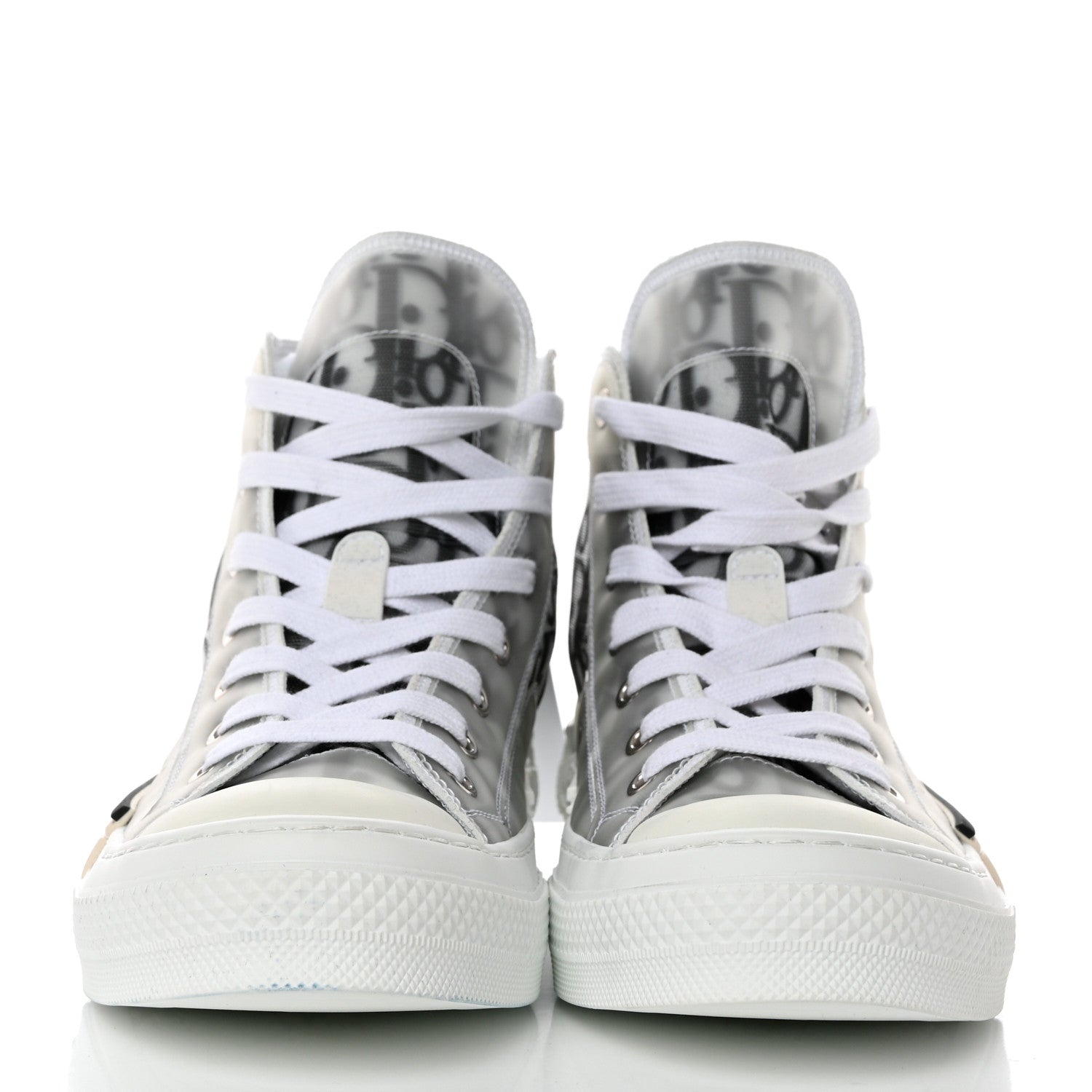 Christian Dior Technical Canvas Oblique Mens B23 High Top Sneakers 39 White Black 2 of 8