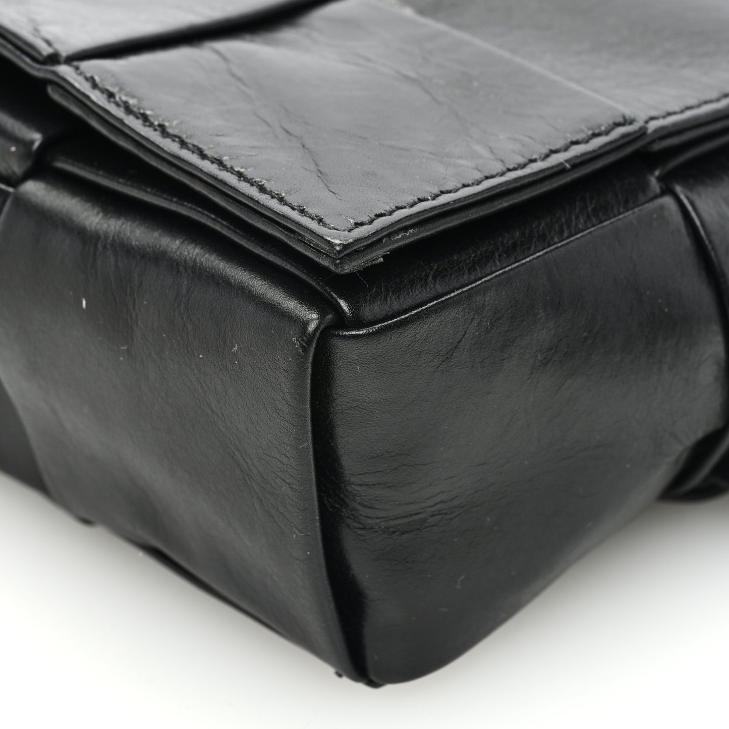 Paper Calfskin Intreccio Cassette Belt Bag Black