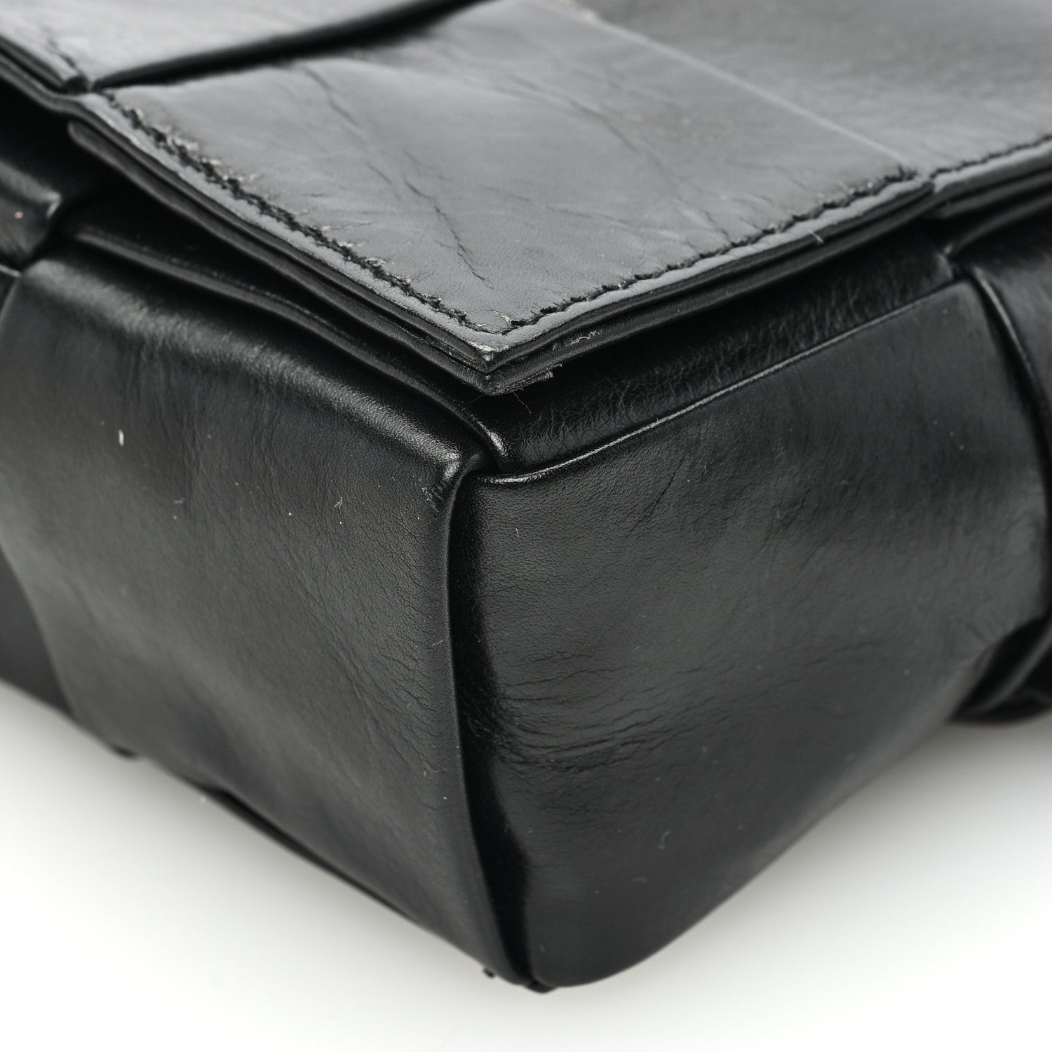 Bottega Veneta Paper Calfskin Intreccio Cassette Belt Bag Black 9 of 9