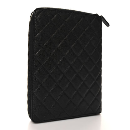 Chanel Caviar Quilted Zip Around Notebook Agenda Cover Black 4 of 12