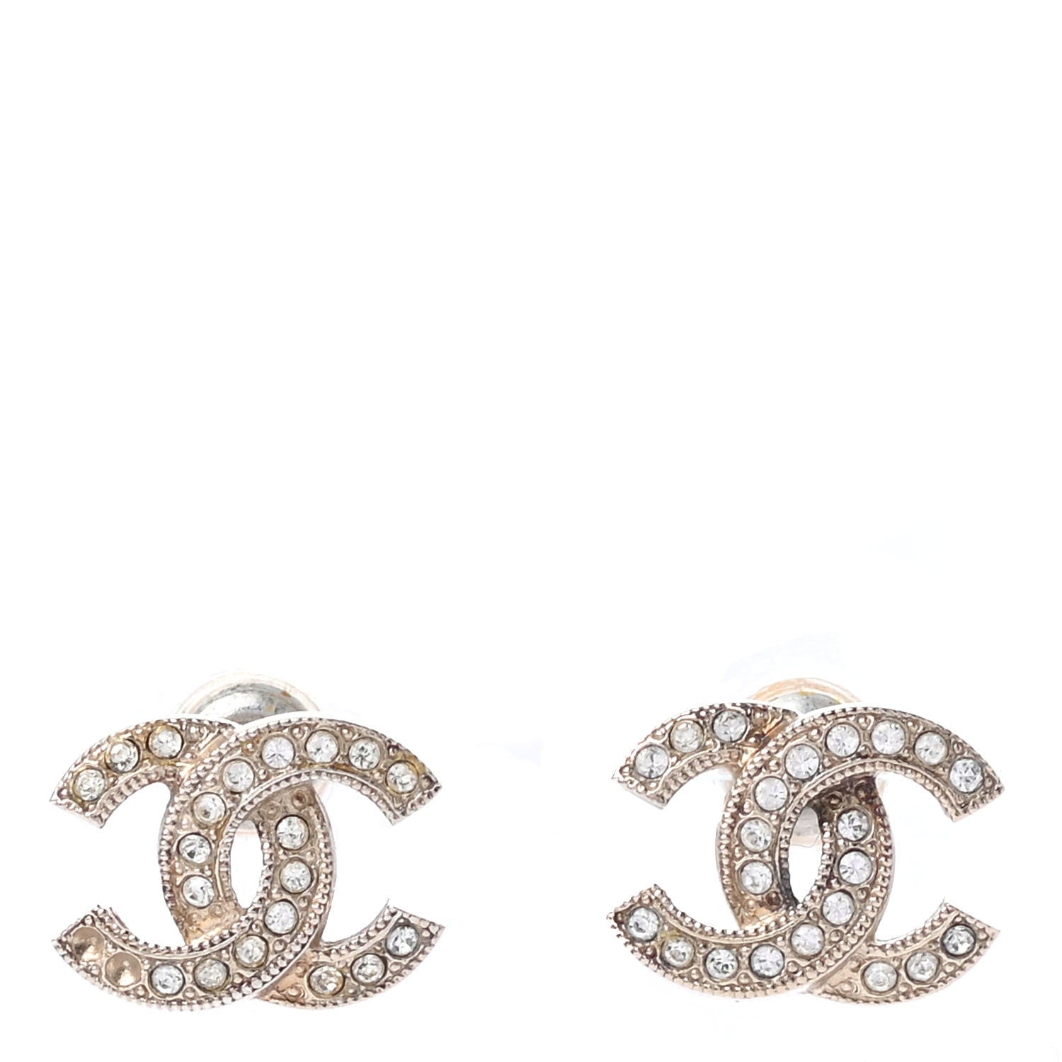 Chanel Crystal CC Earrings Light Gold 1 of 4