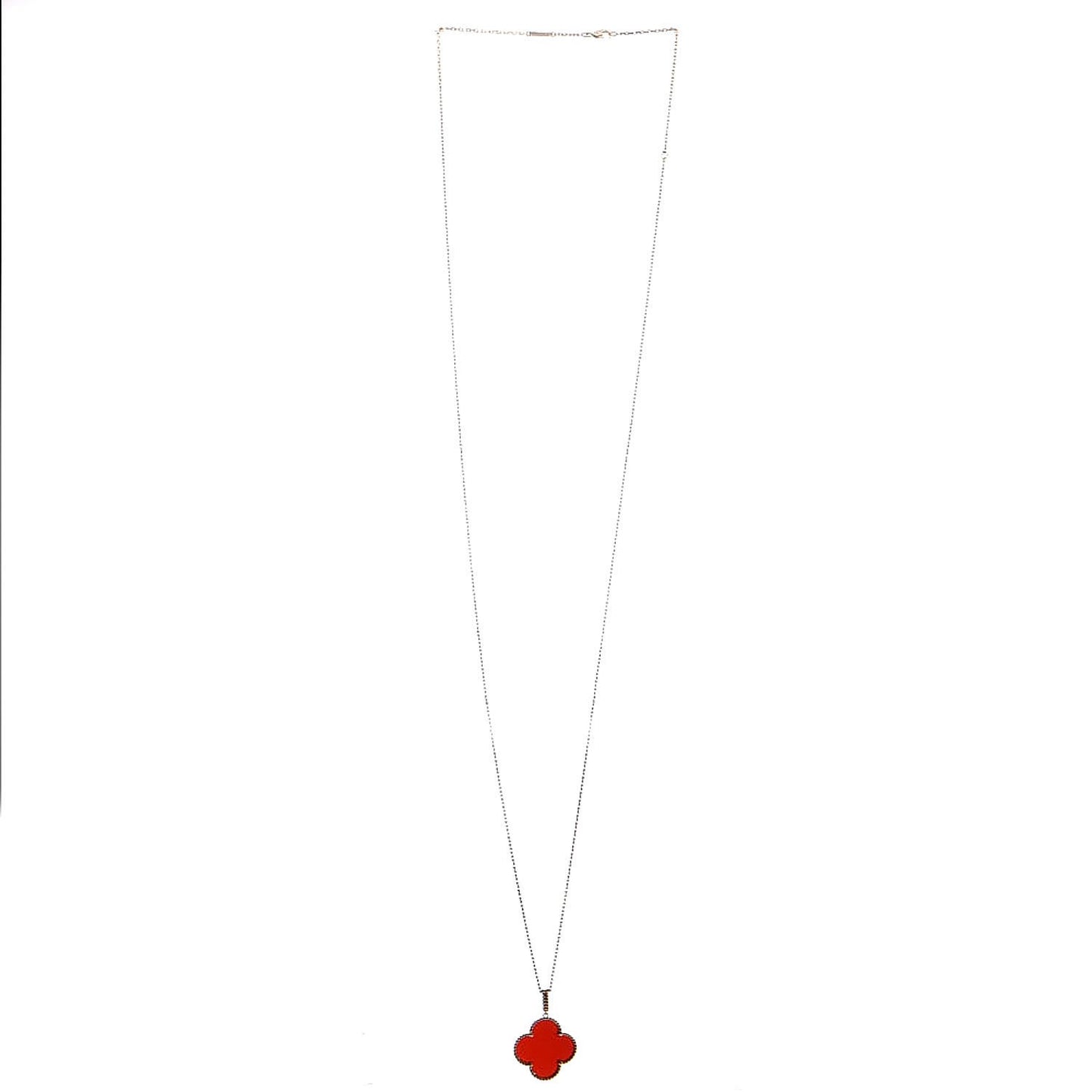 18K Yellow Gold Carnelian Magic Alhambra Long Necklace