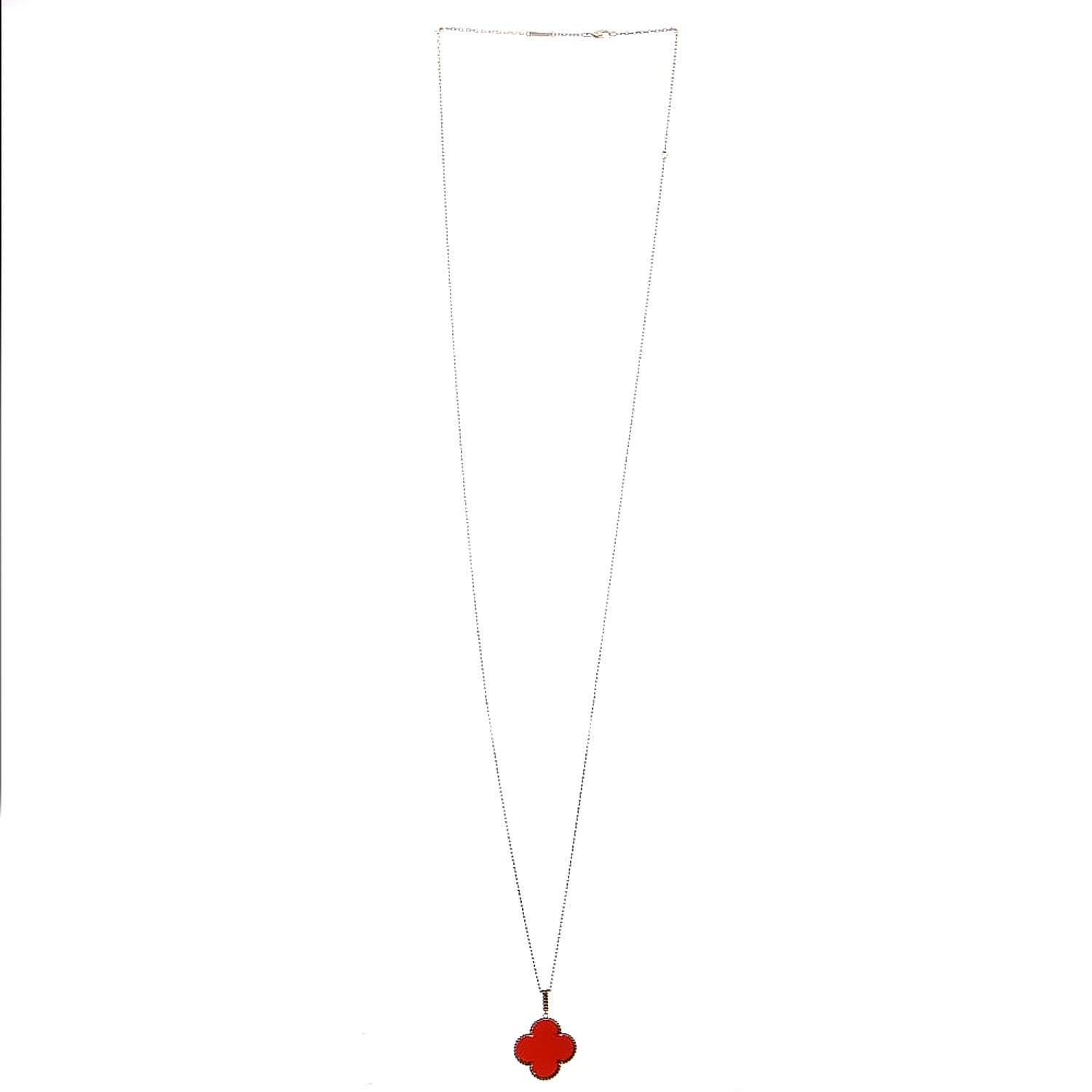Van Cleef & Arpels 18K Yellow Gold Carnelian Magic Alhambra Long Necklace 3 of 5