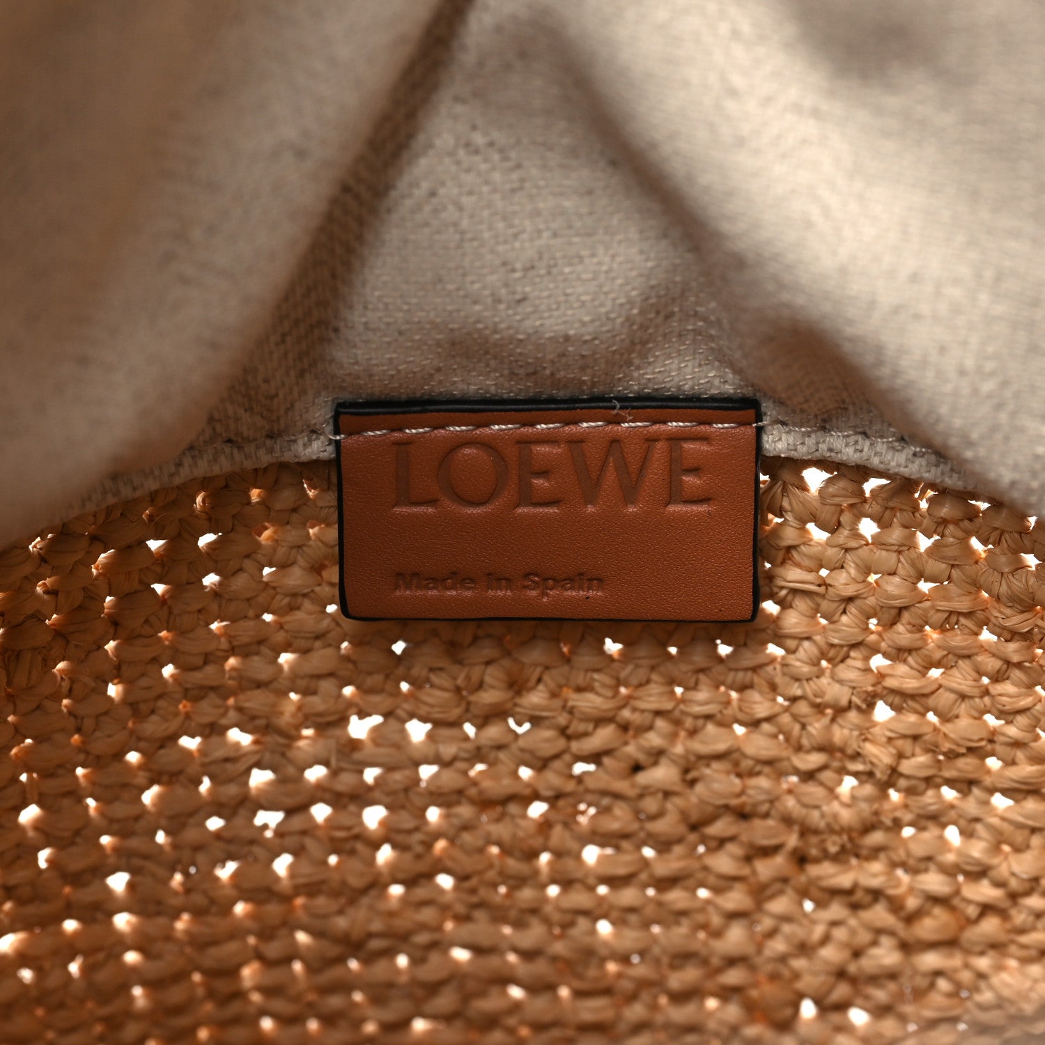 Loewe Calfskin Raffia Anagram Paulas Ibiza Pochette Bag Natural Tan 6 of 10