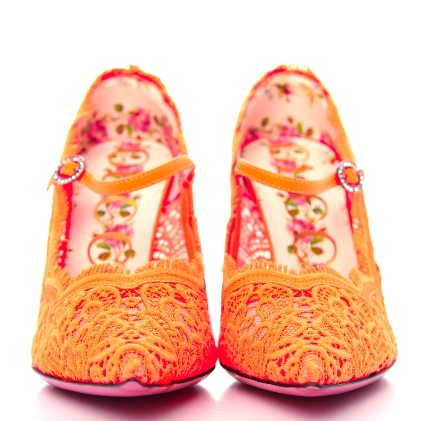 Lace Pizzo Venice Pumps 35.5 Orange Fluo