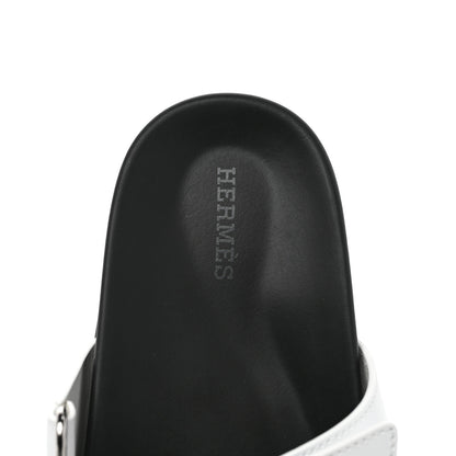 Hermes Calfskin Womens Chypre Sandals 37.5 White 7 of 8