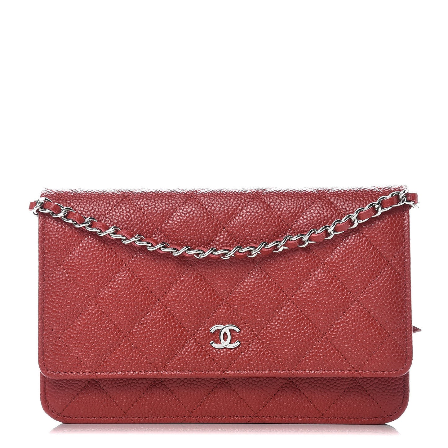 Caviar Quilted Wallet on Chain WOC Red