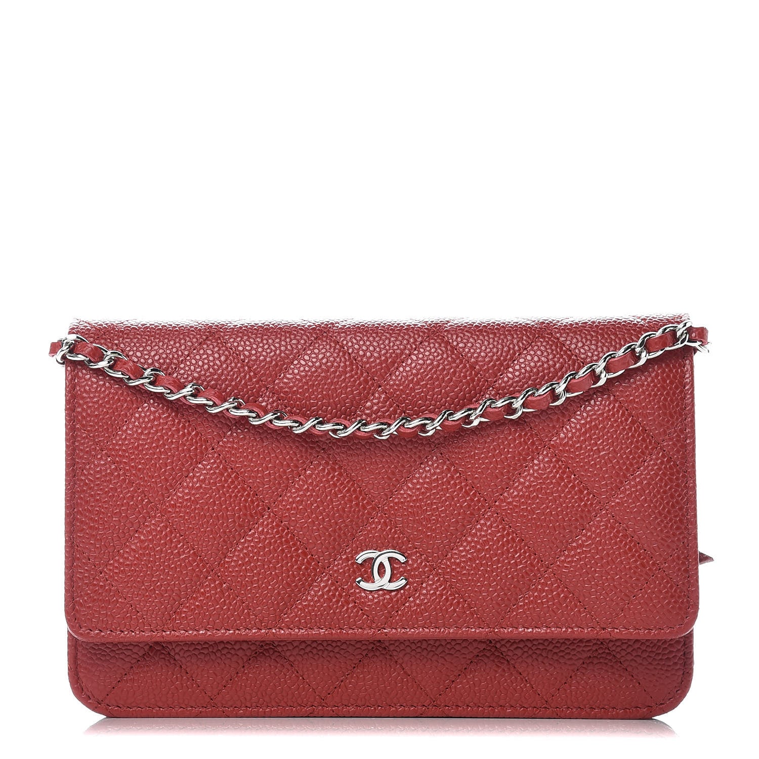 Chanel Caviar Quilted Wallet on Chain WOC Red 1 of 10