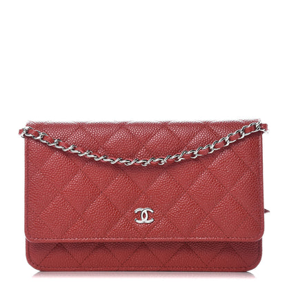 Chanel Caviar Quilted Wallet on Chain WOC Red 1 of 10