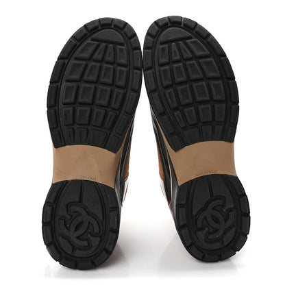 Chanel Fabric Laminated Calfskin Stretch CC Mens Sneakers 45 Brown Dark Grey 6 of 9
