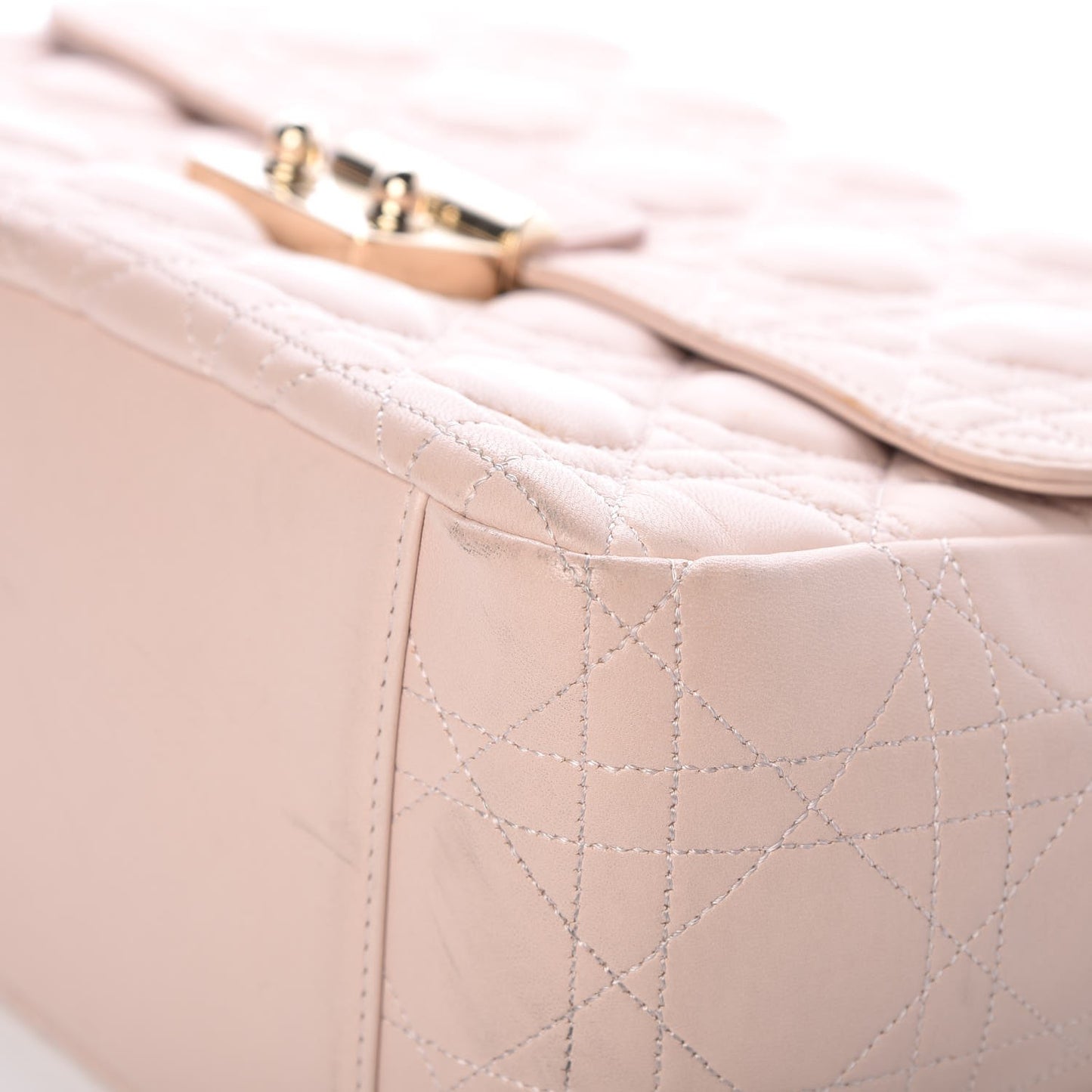 Lambskin Cannage Large Miss Dior Flap Rose Poudre