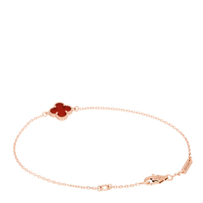 Van Cleef & Arpels 18K Rose Gold Carnelian Sweet Alhambra Bracelet 2 of 5