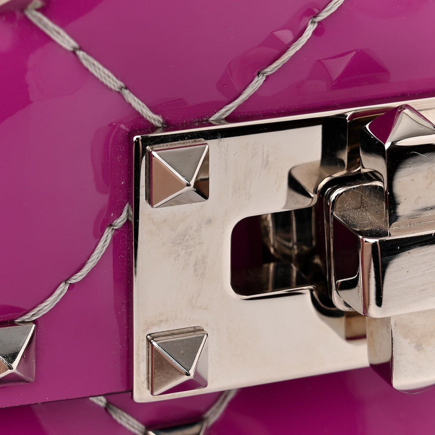Patent Small Rockstud Spike Shoulder Bag Radiant Orchid
