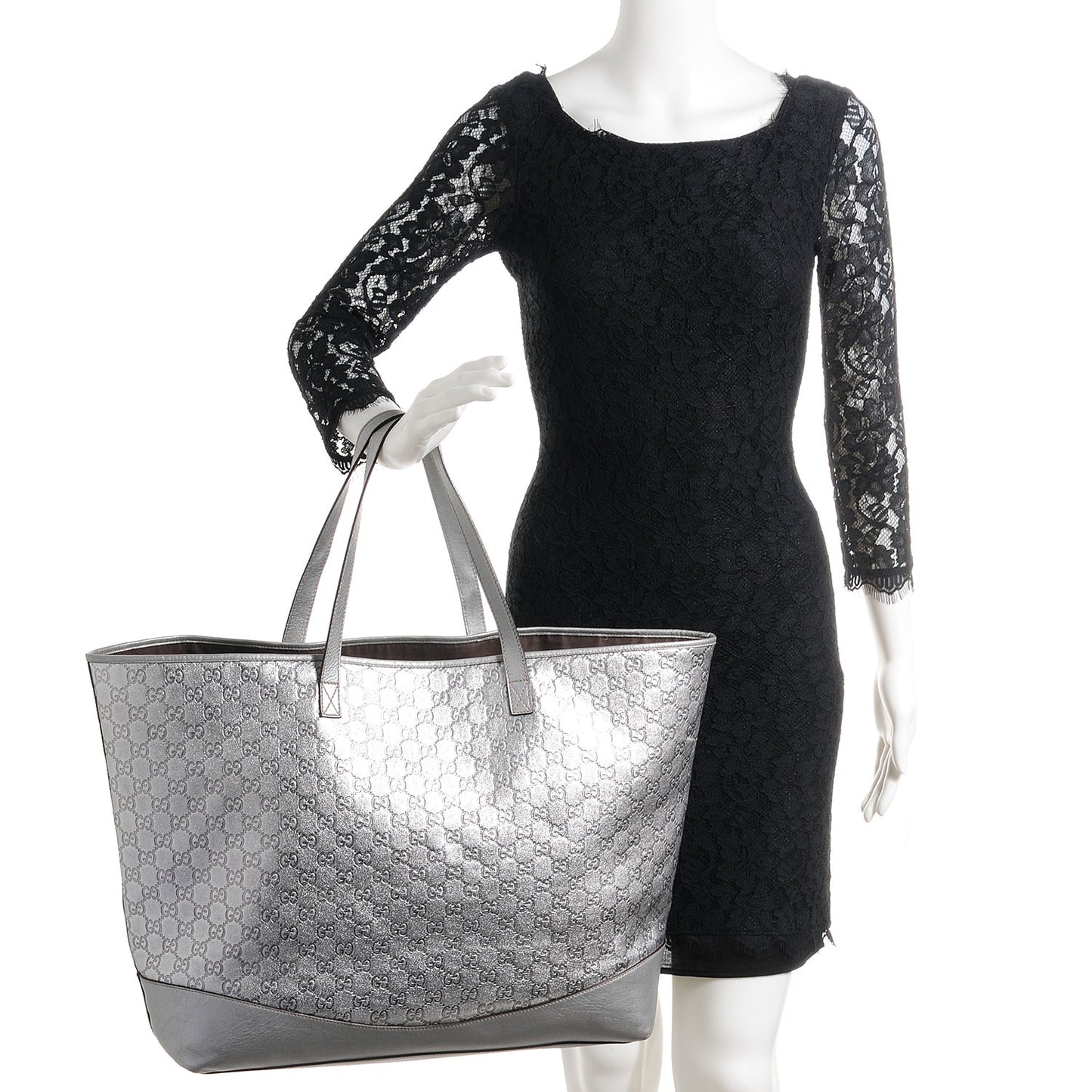 Guccissima Large Tote Silver