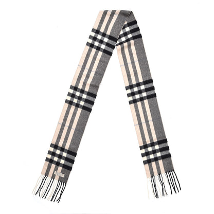 Burberry Cashmere House Check Fringe Skinny Scarf Beige 3 of 7
