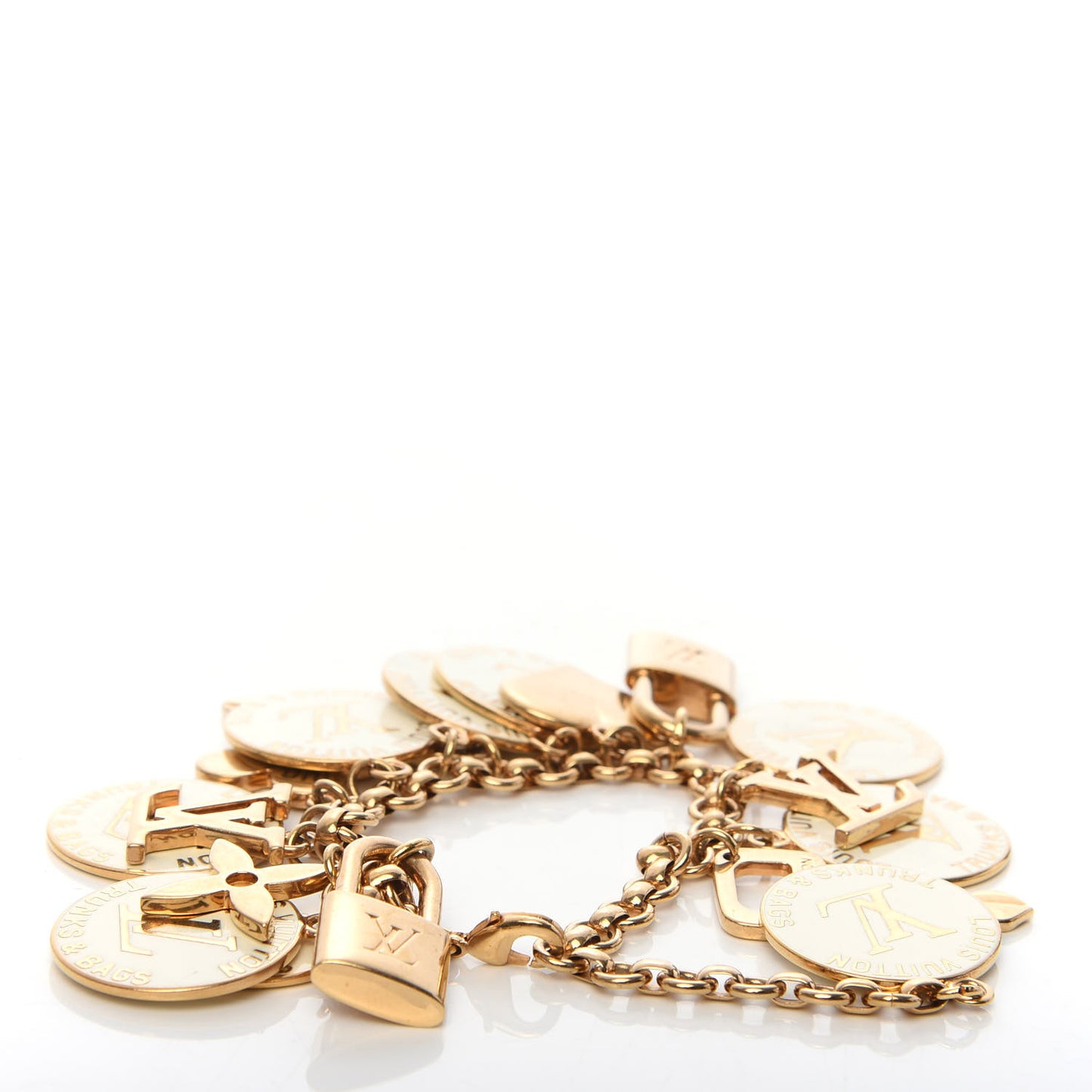 Trunks and Bags Breloques Bracelet Gold White