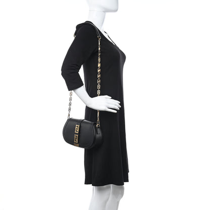 Versace Calfskin Medium Greca Goddess Shoulder Bag Black 2 of 11